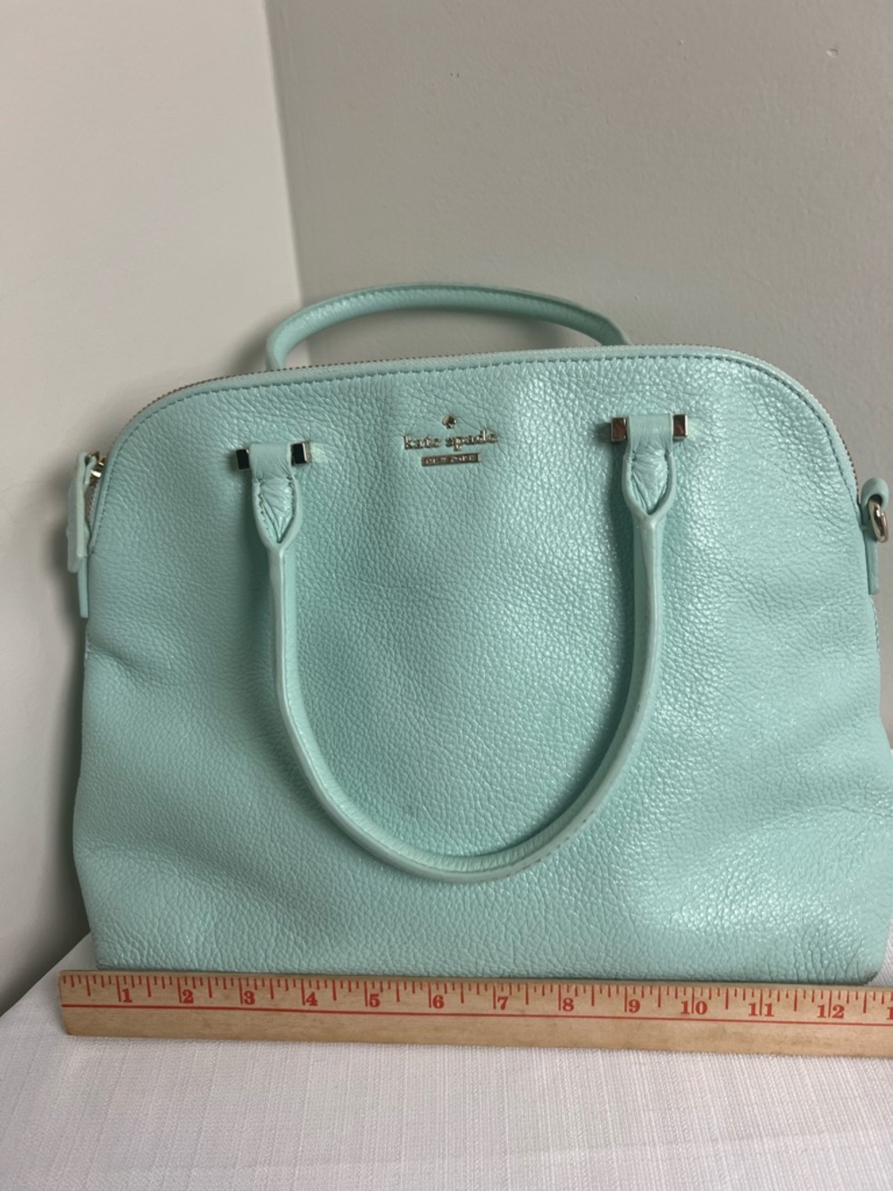 kate spade Spa Blue Pebbled Leather Satchel with Removable Strap - Picture 7 of 8